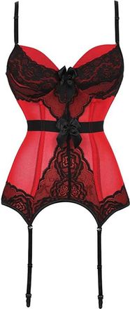 Grebrafan Corset Top Women Corsets Bustiers with Garter Belt (UK(10-12) L, Red)