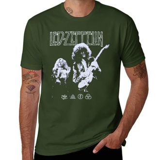 Generic Led Music Zeppelin Jimmy Guitarist Page & Robert Rock Plant Retro T-Shirt - Vintage Rock Band Members Tee for Men and Women Army Green-Style L