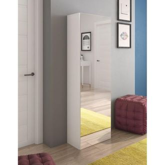 Dmora Zapatero Stazzema, Armario Para Zapatos 6 Estantes, 7 Compartimentos, 1 Puerta, 51x28x160h Cm Blanco