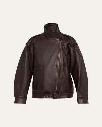 Vince Oversized Leather Aviator Jacket
