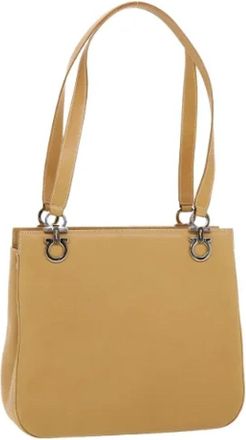 Ferragamo Pre-owned Schoudertas - Dames - Vintage Schoudertas - Beige - ONE Size - Leer - Vintage