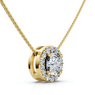 Pompeii3 1/2Ct Diamond Halo Pendant Lab Grown 18 Necklace EF/VS