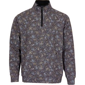 Lords of Harlech Craig Brushed Interlock Quarter Zip Pullover in Madrid Paisley Smoke at Nordstrom, Size Xx-Large