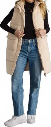 Panache Elle Long Puffer Vest In Cream