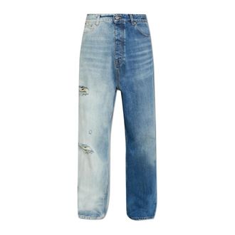 VETEMENTS Straight Jeans, male, Blue, Size: W31 Vintage-effect Jeans