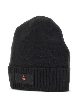 Peuterey ribbed-cuff logo beanie - unisex - Cashmere/Wool/Viscose/Polyamide - M - Black