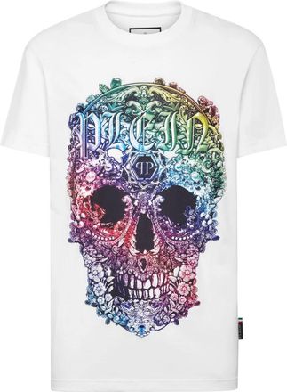 Philipp Plein T-shirt Round Neck SS Baroque Skull - Heren - T-shirts - Wit - 3XL - Katoen - Tops