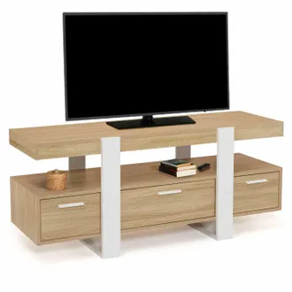 IDMarket Idmarket - Porta Tv Phoenix Da 116 Cm Con Cassetti In Legno E Bianco
