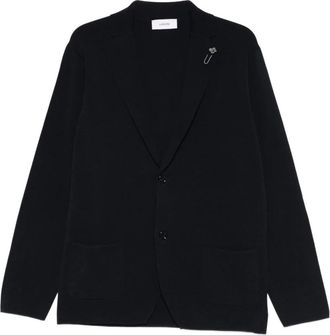 Lardini Enkelrijige Gebreide Blazer - Heren - Blazers - Blauw - S - Katoen - Jassen