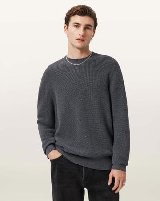 AllSaints Aapen Crew Neck Waffle Sweater