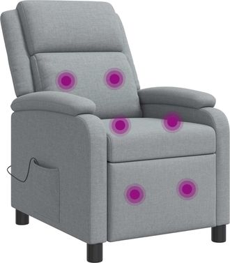 vidaXL Silla De Masajes Reclinable Gris Claro Tela Vidaxl