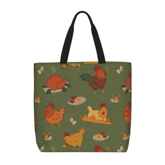 Generic Women Handbag Chickens Pattern Women Tote Bag Reusable Fashion Beach Travel Bags, For Wedding, Birthday, Daily, School, Holiday