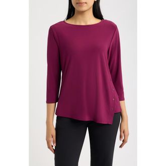 Anne Klein Asymmetric Button Hem Top in Chianti at Nordstrom, Size X-Large