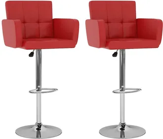vidaXL Vidaxl - Taburetes De Cocina 2 Unidades Cuero Sint&eacute;tico Rojo
