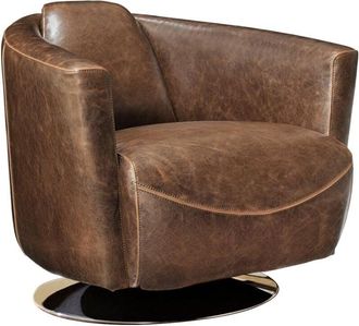 Vente-Unique Poltrona club in cuoio invecchiato - florentin