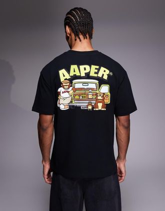 Aape By A Bathing Ape AAPE by A Bathing Ape - T-shirt nera con stampa sul retro-Nero