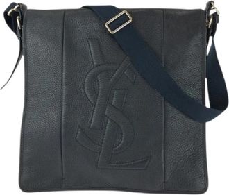 Saint Laurent Pre-owned Leather Shoulder Bag - Heren - Vintage Schoudertas - Zwart - ONE Size - Leer - Vintage