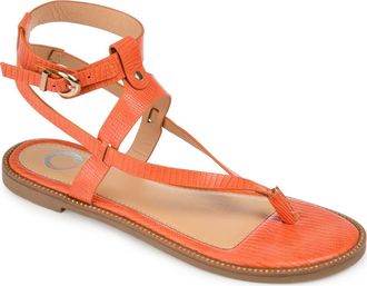 Journee Collection Tangie Snake Embossed Strappy Sandal in Orange at Nordstrom Rack, Size 6.5