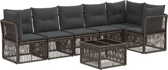 vidaXL Conjunto De Sof&aacute;s De Jard&iacute;n 7 Uds. Gris Rat&aacute;n Sint&eacute;tico Vidaxl