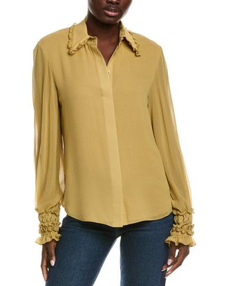 Lafayette 148 New York Pleated Silk Blouse