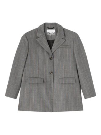 Ganni pinstripe blazer - women - Fabric - XXS/XS - Grey