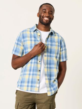 Fat Face FatFace Bude Blue Short Sleeve Check Shirt