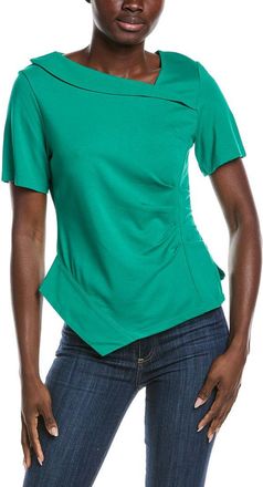 Gracia Asymmetrical Neck Ruched Detail Solid Top