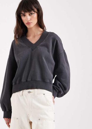 Levi's felpa vintage con scollo a V in grigio scuro-Nero