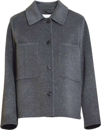 SOLOTRE Tailored Short Coat In Deep Anthracite With Clean Lines