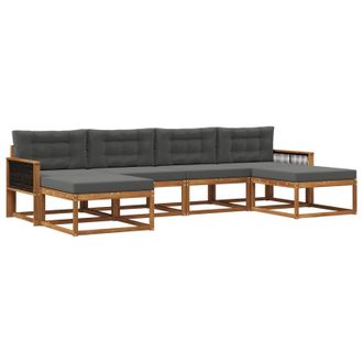 vidaXL Conjunto De Sof&aacute;s De Exterior 6 Pcs Natural Y Antracita Vidaxl