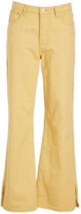 8 by YOOX ORGANIC COTTON DENIM SPLIT HEM STRAIGHT-LEG JEANS