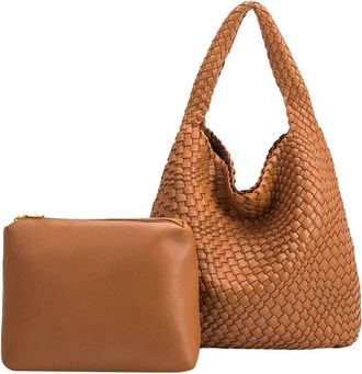 Melie Bianco Womens Johanna Recycled Vegan Leather Shoulder Bag In Saddle