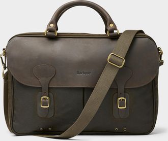 Barbour Mens Heritage leather and waxed-cotton briefcase