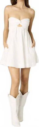 Cotton Candy L.A. Babydoll Twist Keyhole Eyelet Dress In White