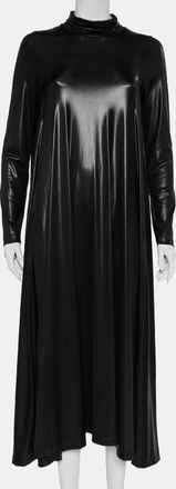 Maison Margiela Maison Martin Margiela Black Metallic Knit Turtleneck Flared Maxi Dress