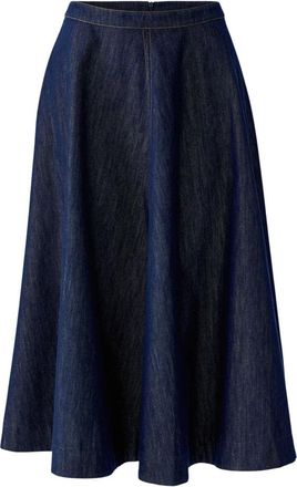 Oui A-Shape Midi Rok - Dames - Midirokken - Blauw - L - Denim - Rokken