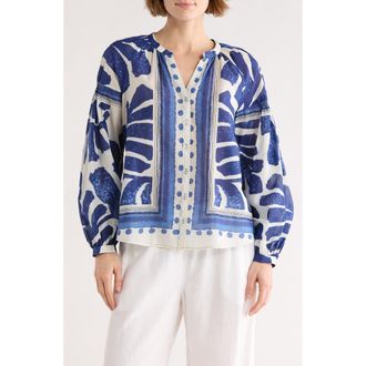 Daniel Rainn Long Sleeve Cotton Top in R389 Navy at Nordstrom Rack, Size X-Large
