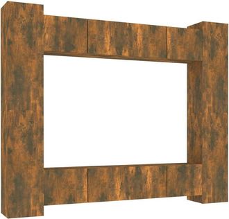 vidaXL Vidaxl - Set De Muebles De Tv 8 Pzas Madera Contrachapada Roble Ahumado