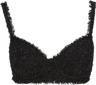 Balenciaga Womens Tweed Top - Black Cotton - Size EU 36 (Womens)