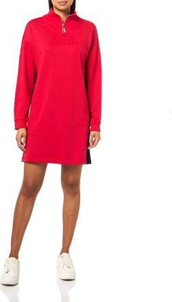 Tommy Hilfiger Womens Sportswear Funnel Neck Sweatshirt Dress Casual, Scarlet, S