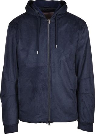 Herno Giubbotto Effetto Velluto - Heren - Zomerjassen - Blauw - 3XL - Polyester - Jassen