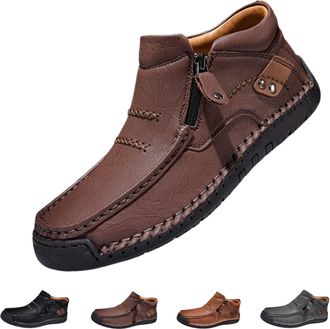 Generic Leather Slip Driving Shoes, Mens Handmade Premium Leather Slip-On Driving Boots - Wide Toe, Arch Support, Leather Shoess, Shoes for Men, Retro Casual 