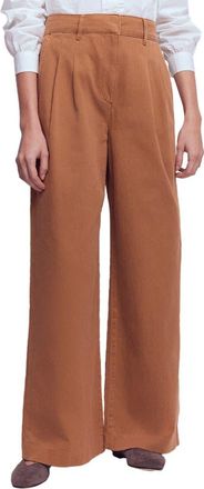Boden Kensington Wide Leg Cotton Pants in Argan Oil at Nordstrom, Size 12