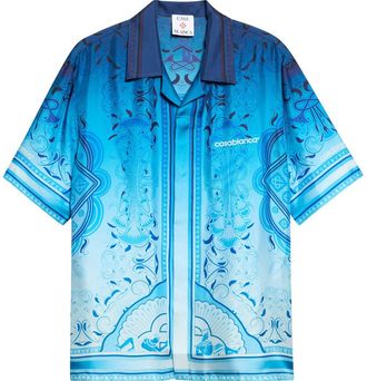 Casablanca Egyptian Rug Silk Camp Shirt in Silk Twill at Nordstrom, Size X-Large