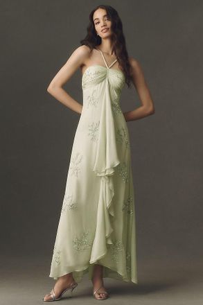BHLDN Beaded Halter Maxi Dress