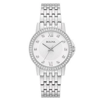 Bulova Quartz Crystal White Dial Ladies Watch 96L297