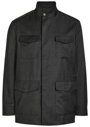 Canali Funnel-neck Wool Jacket - Grey - 52 (IT52 / XL)