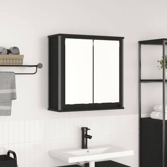 vidaXL Mueble De Ba&ntilde;o De Pared Con Espejo Roble Negro 60x21x60 Cm Vidaxl