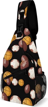 Generic Soccer Football Basketball Mens Print Crossbody Large Sling Backpack Casual Chest Bag Gift for Traveling Hiking Workout