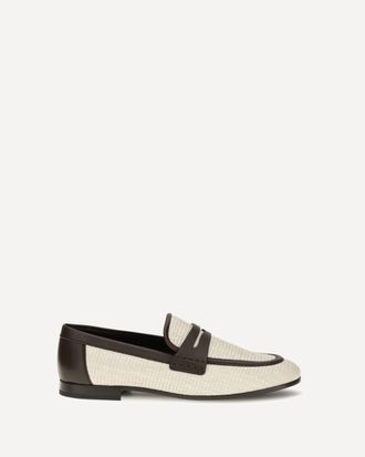 Brunello Cucinelli Two-tone leather and raffia Loafers Female 40